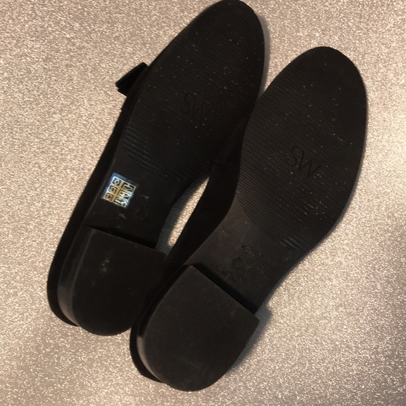 Stuart Weitzman Keegan Bow Flat Loafers In Black Suede. 10 1/2 - Picture 7 of 7